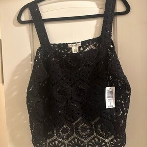 NWT FESTI Torrid Black Crochet Crop Top